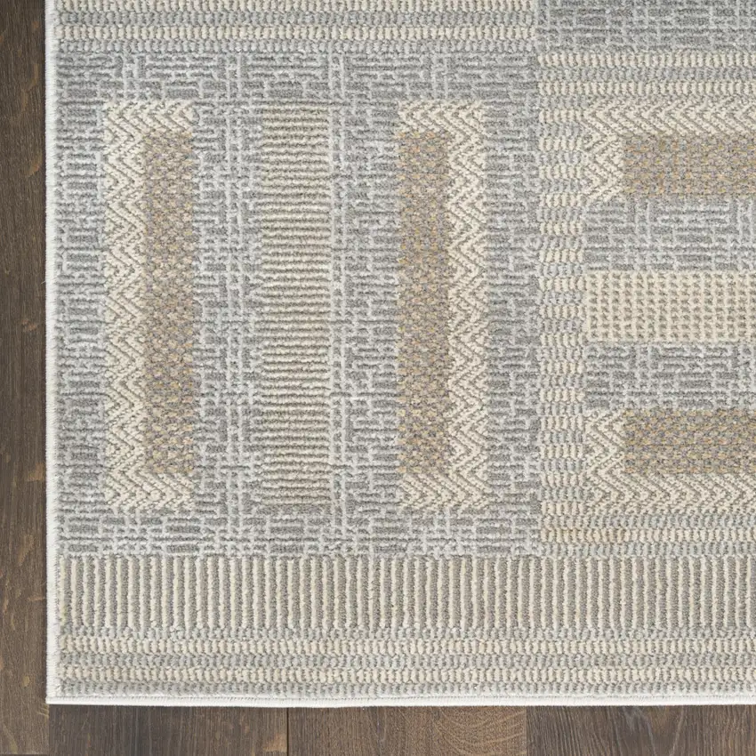 6' Gray Geometric Power Loom Runner Rug Photo 8
