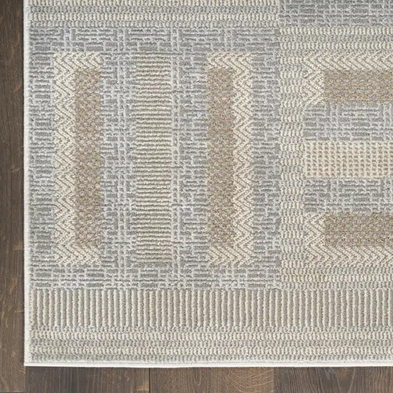 6' Gray Geometric Power Loom Runner Rug Photo 8