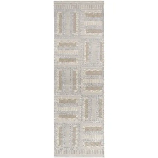 6' Gray Geometric Power Loom Runner Rug Photo 2