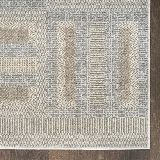 6' Gray Geometric Power Loom Runner Rug Photo 7