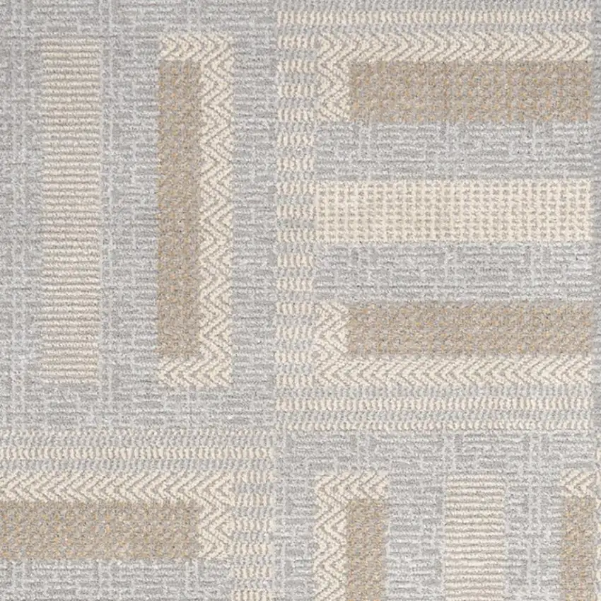 6' Gray Geometric Power Loom Runner Rug Photo 3