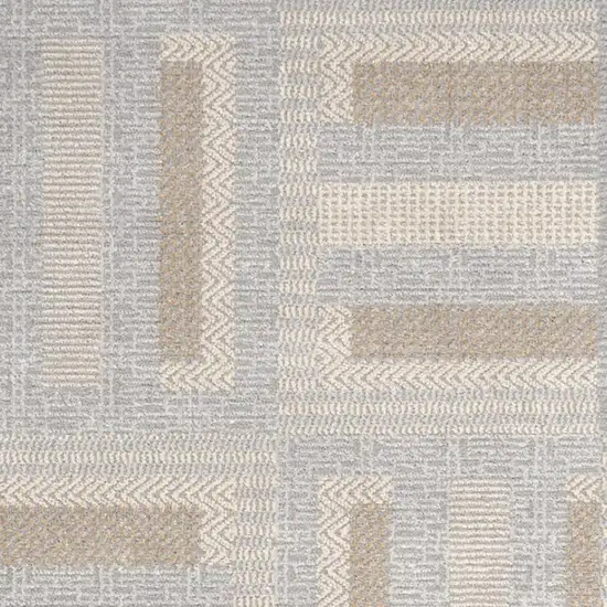 6' Gray Geometric Power Loom Runner Rug Photo 3