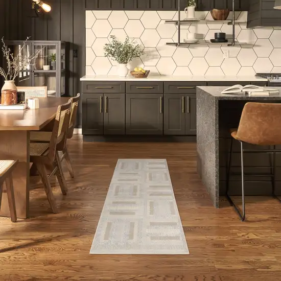 6' Gray Geometric Power Loom Runner Rug Photo 5