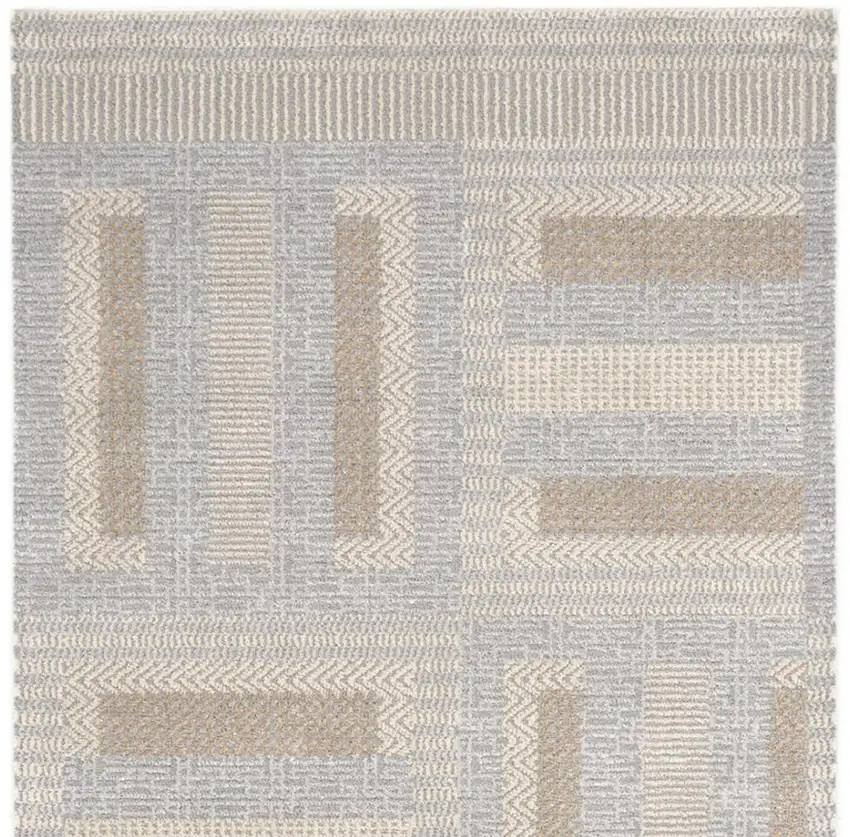 6' Gray Geometric Power Loom Runner Rug Photo 4