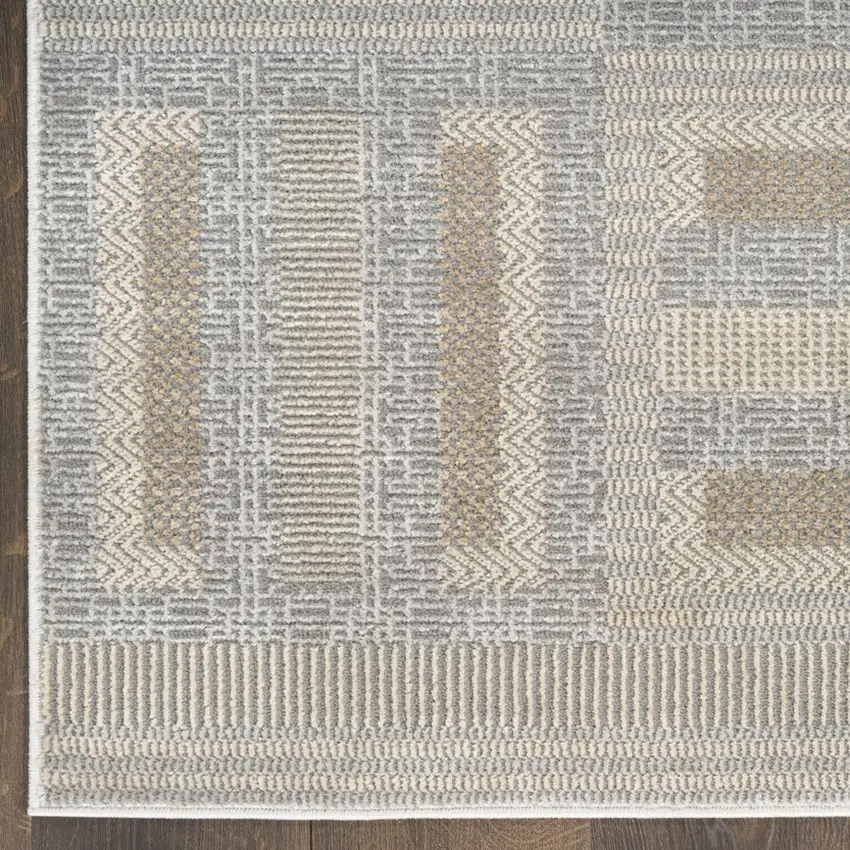 6' Gray Geometric Power Loom Runner Rug Photo 6