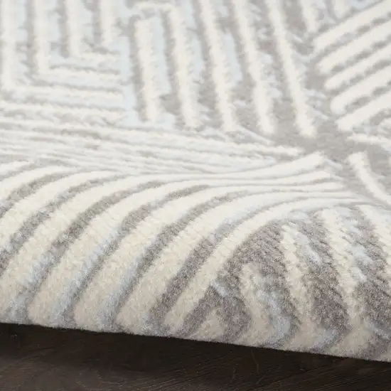 10' Gray Geometric Power Loom Runner Rug Photo 8