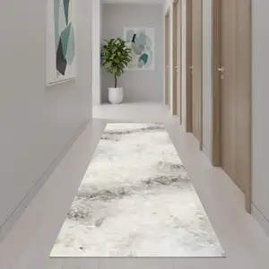 Photo of 12' Gray Geometric Power Loom Runner Rug