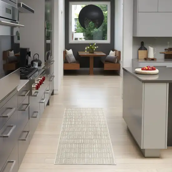 6' Gray Geometric Runner Rug Photo 4