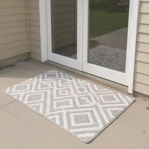 Photo of 6' Gray Geometric Runner Rug