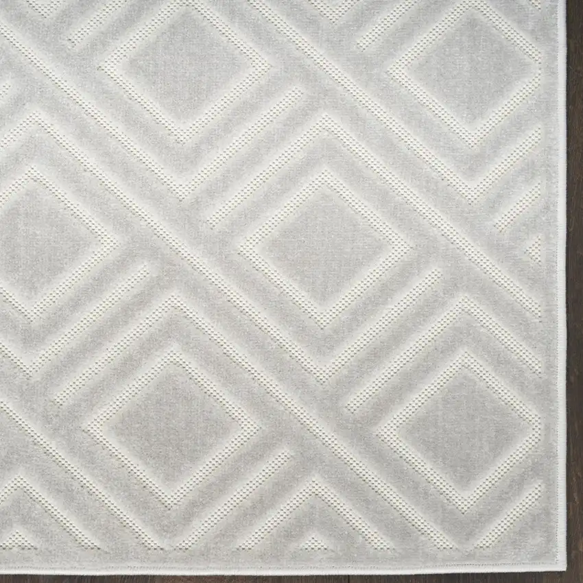 6' Gray Geometric Runner Rug Photo 7