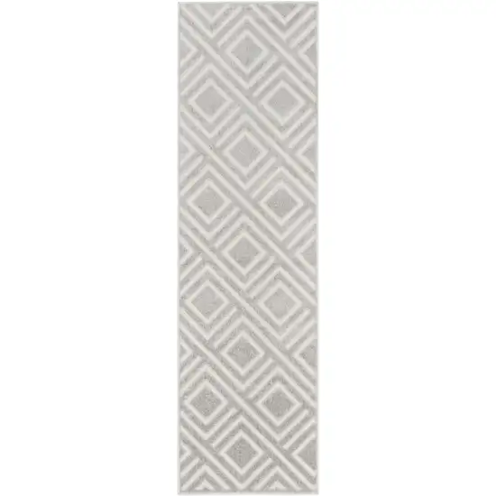 6' Gray Geometric Runner Rug Photo 2