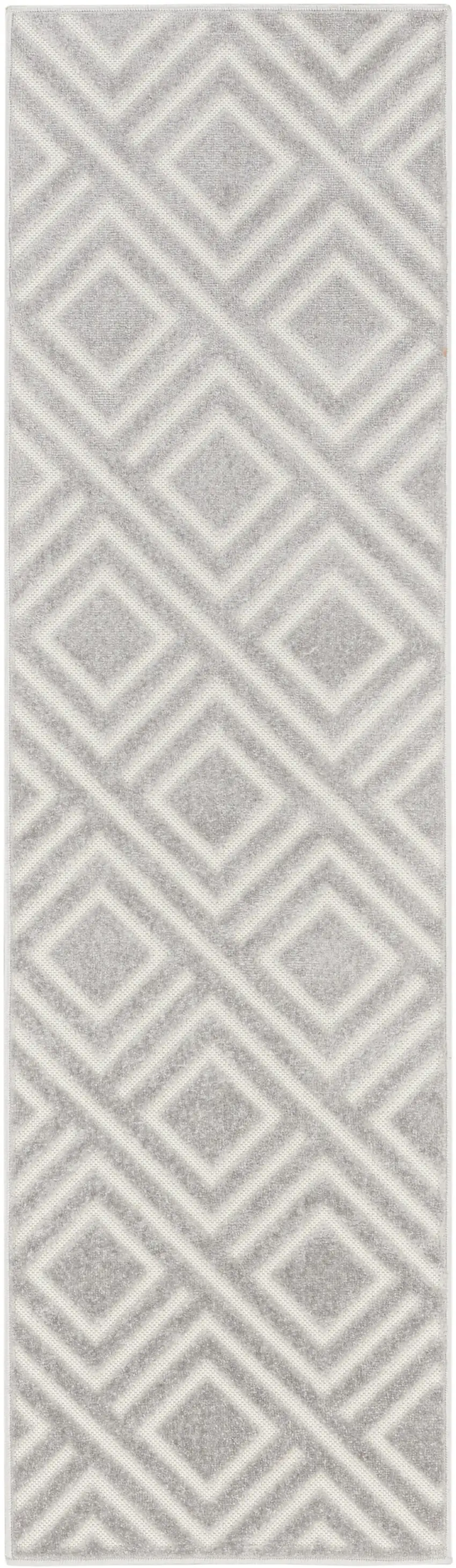 6' Gray Geometric Runner Rug Photo 2