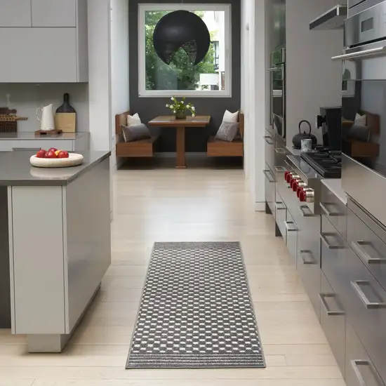 6' Gray Geometric Runner Rug Photo 5