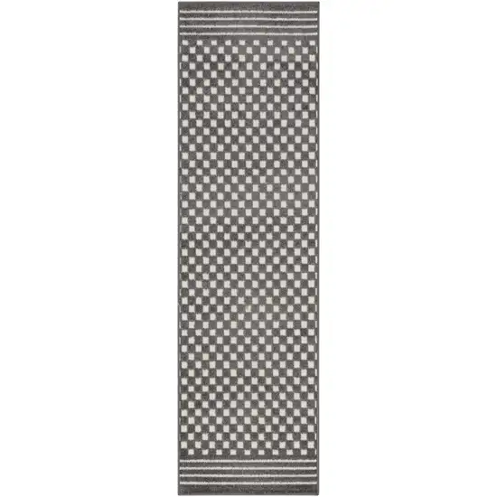 6' Gray Geometric Runner Rug Photo 6