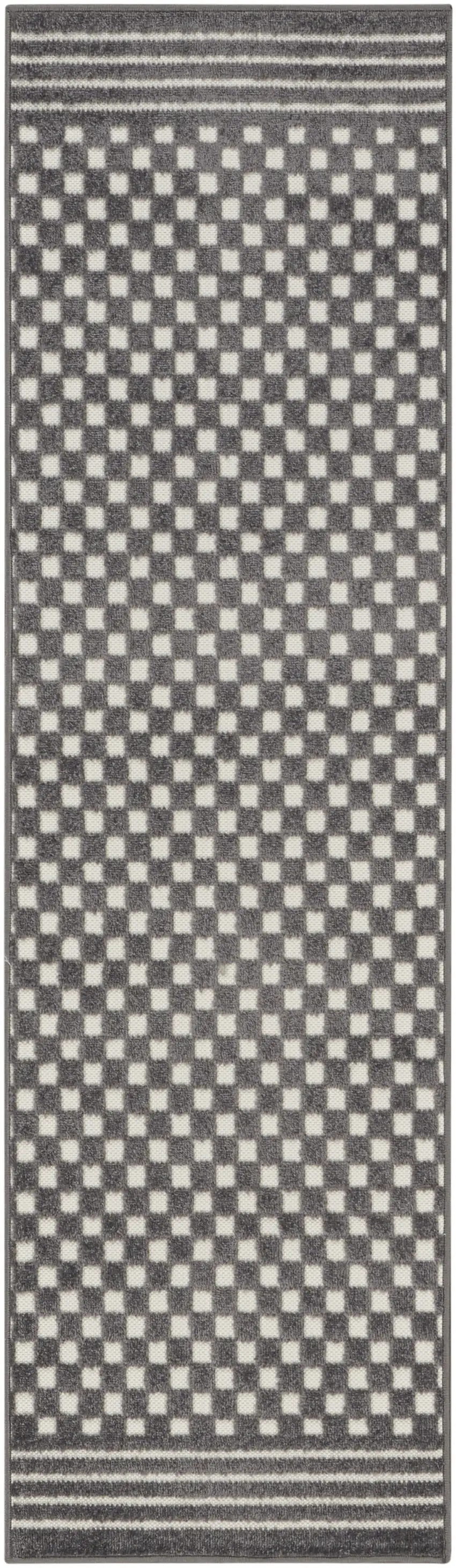 6' Gray Geometric Runner Rug Photo 6