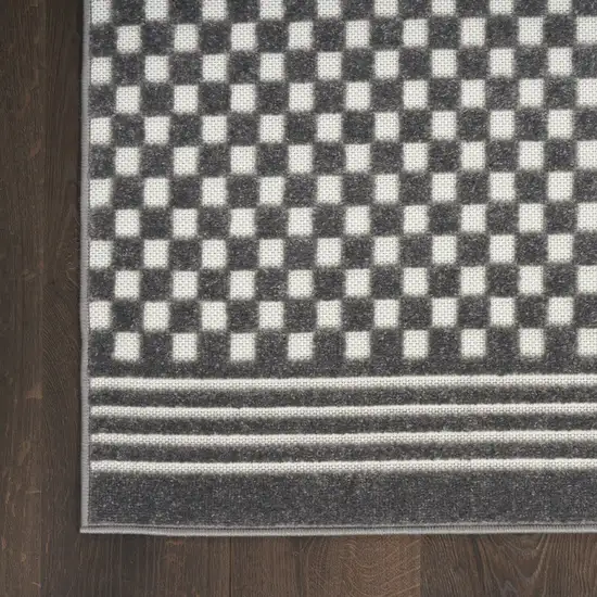 6' Gray Geometric Runner Rug Photo 8