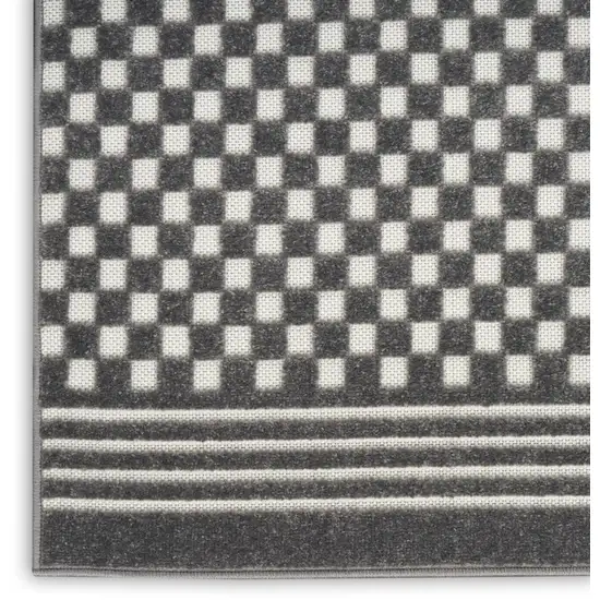 6' Gray Geometric Runner Rug Photo 3