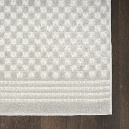 6' Gray Geometric Runner Rug Photo 8