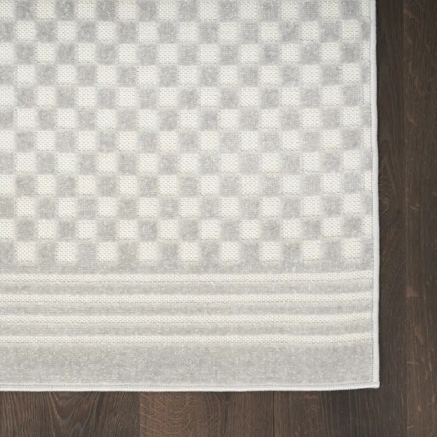 6' Gray Geometric Runner Rug Photo 8