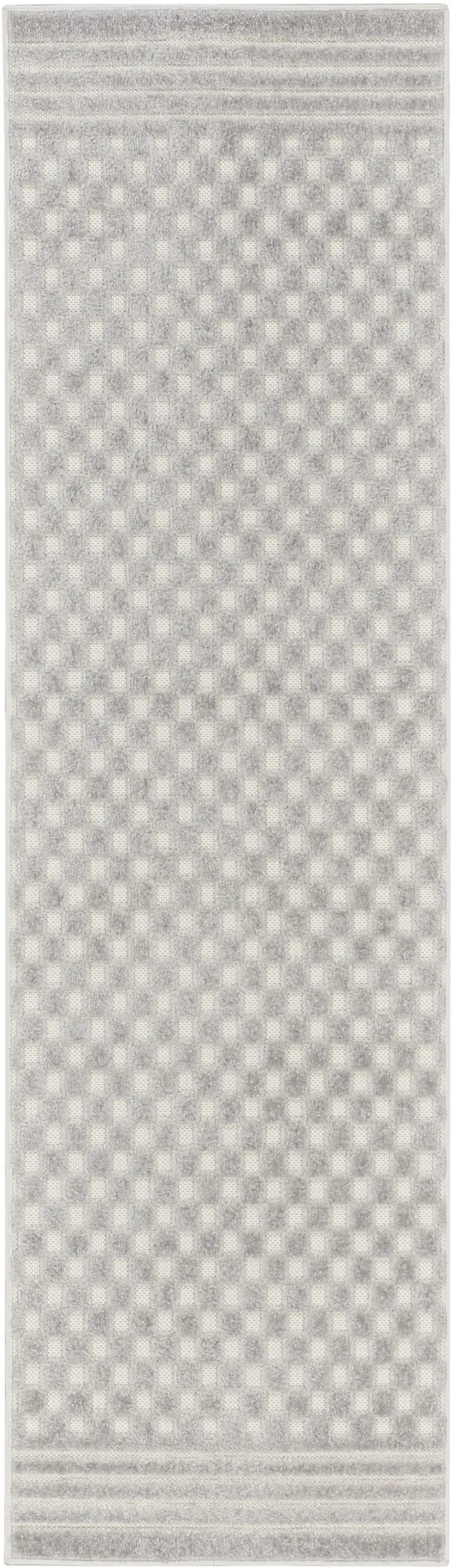 6' Gray Geometric Runner Rug Photo 2