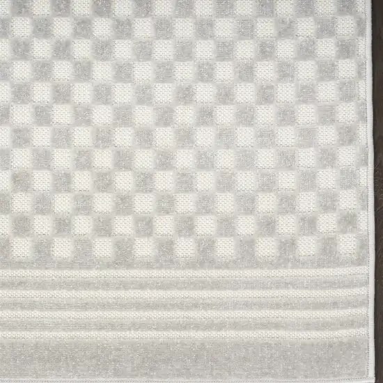 6' Gray Geometric Runner Rug Photo 7