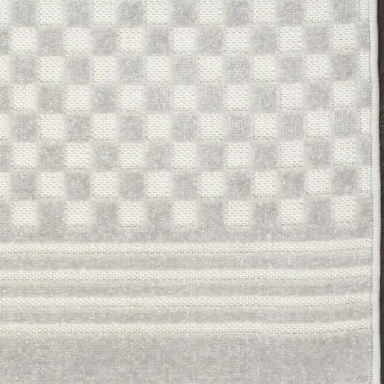 6' Gray Geometric Runner Rug Photo 6