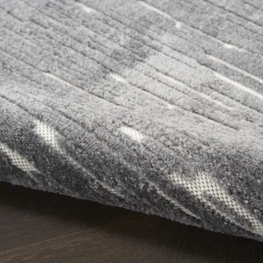 6' Gray Geometric Runner Rug Photo 9