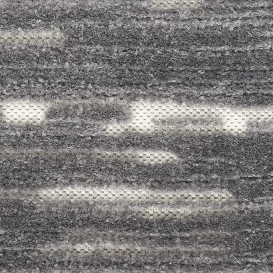 6' Gray Geometric Runner Rug Photo 3