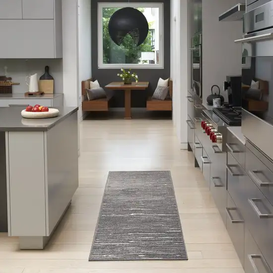 6' Gray Geometric Runner Rug Photo 4