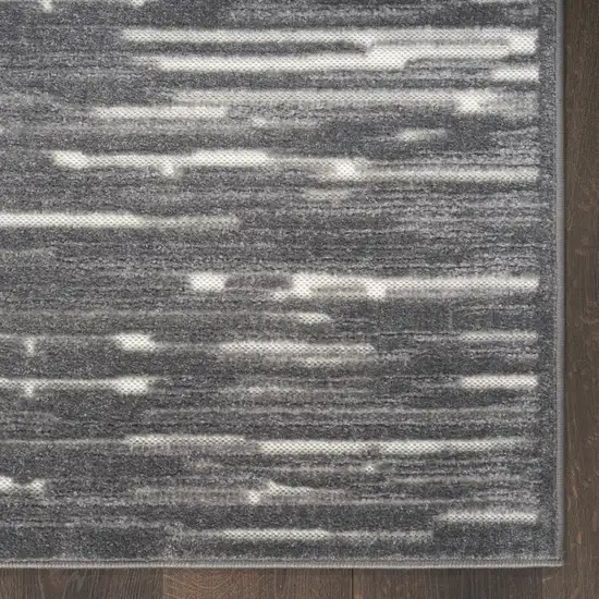 6' Gray Geometric Runner Rug Photo 8
