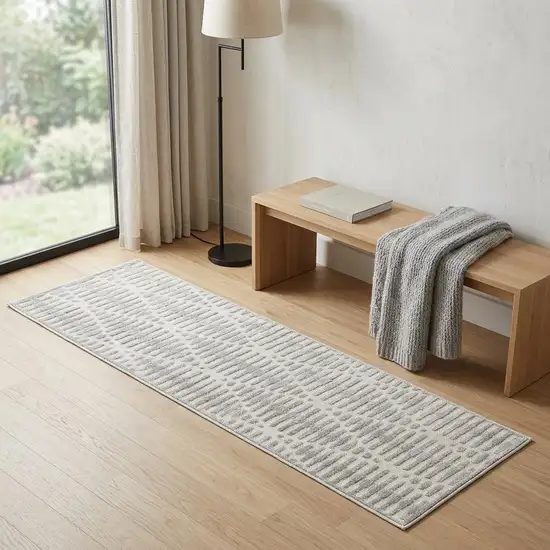 6' Gray Geometric Runner Rug Photo 1