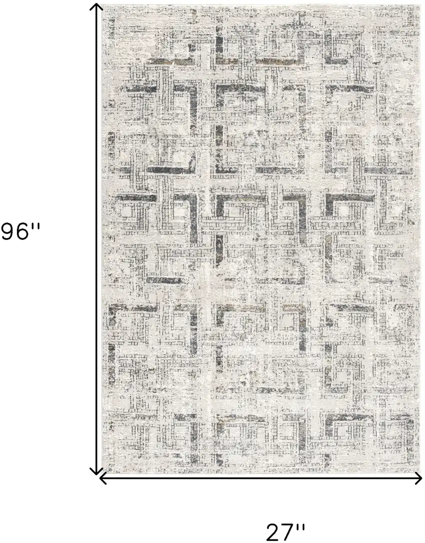 8' Gray Geometric Washable Non Skid Area Rug Photo 6
