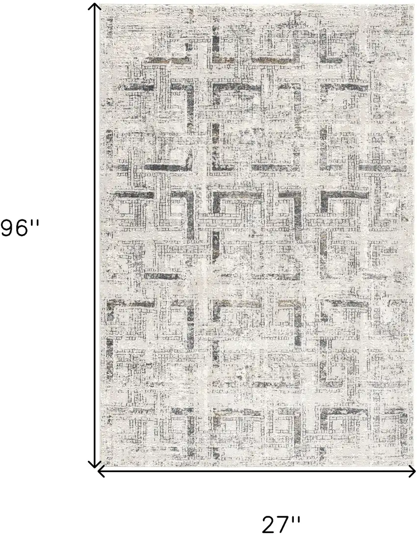 8' Gray Geometric Washable Non Skid Area Rug Photo 6