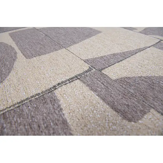 5' Gray Geometric Washable Round Rug Photo 9