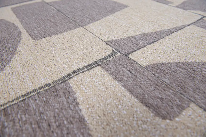 5' Gray Geometric Washable Round Rug Photo 9