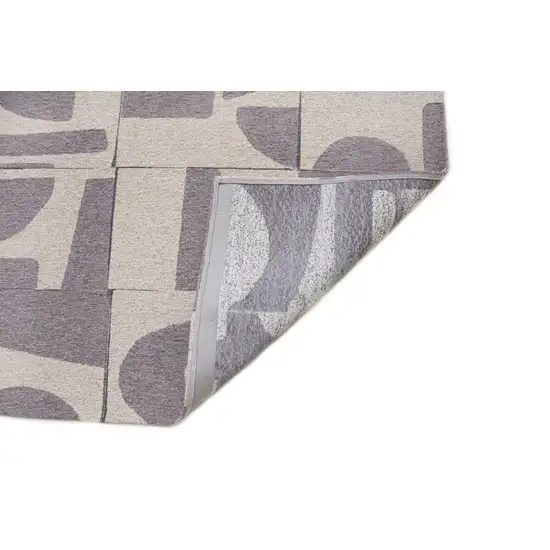5' Gray Geometric Washable Round Rug Photo 6