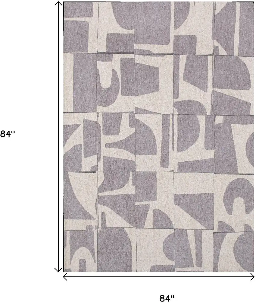 8' Gray Geometric Washable Round Rug Photo 9