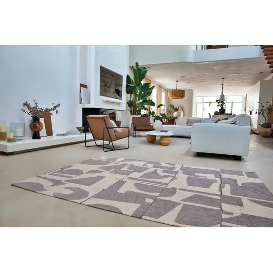 10' Gray Geometric Washable Runner Rug Photo 5