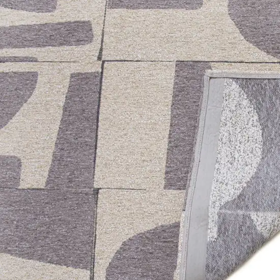 10' Gray Geometric Washable Runner Rug Photo 9