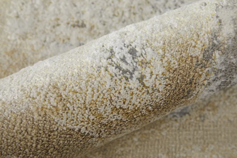 8' Gray Gold And Ivory Abstract Power Loom Runner Rug Photo 4