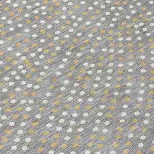 Photo of 8' Gray Gold And Ivory Round Polka Dot Washable Indoor Outdoor Area Rug