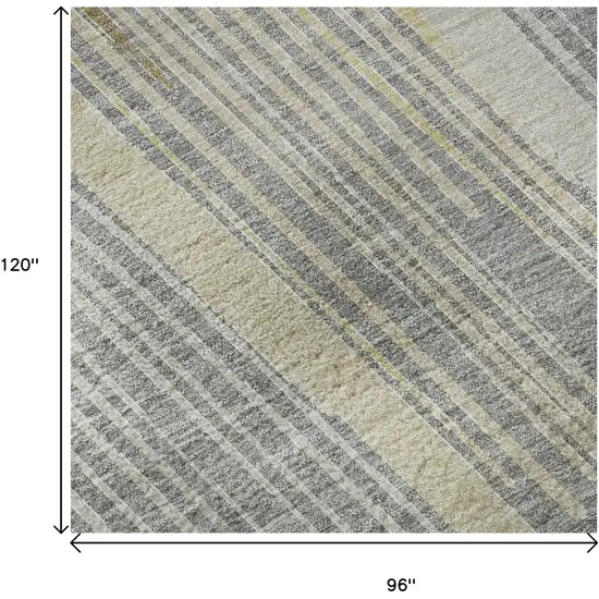 8' Gray Gold And Silver Geometric Washable Area Rug With UV Protection Photo 9