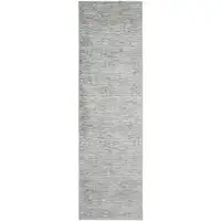 Photo of 10' Gray Green And Ivory Striped Distressed Stain Resistant Runner Rug