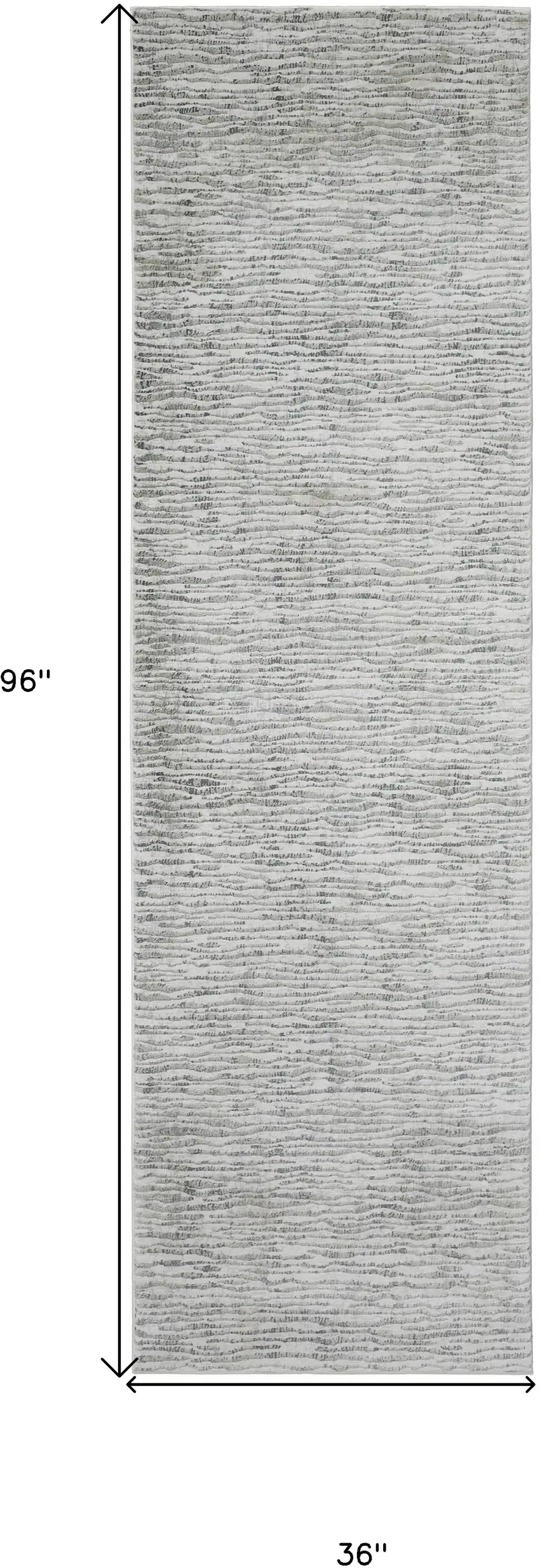 8' Gray Green And Ivory Striped Distressed Stain Resistant Runner Rug Photo 6