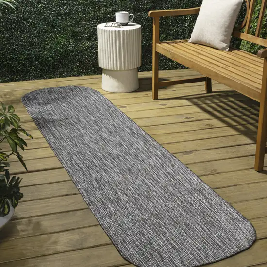 8' Gray Indoor Outdoor Runner Rug Photo 4