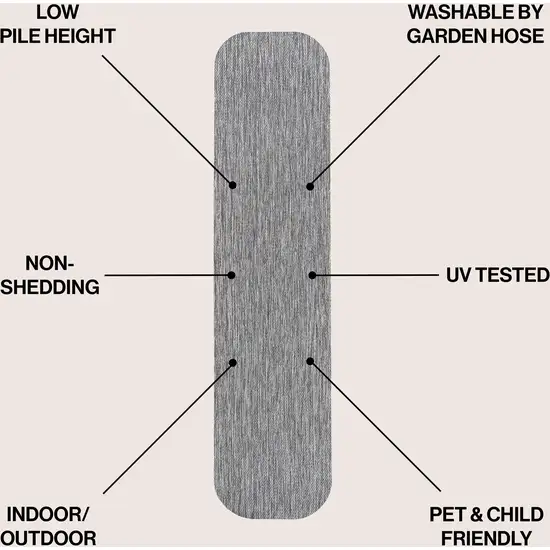 8' Gray Indoor Outdoor Runner Rug Photo 6