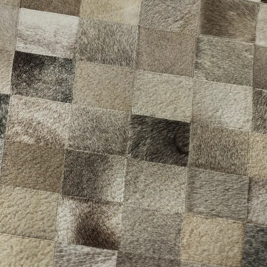 8' Gray Ivory And Beige Geometric Washable Round Rug With UV Protection Photo 8