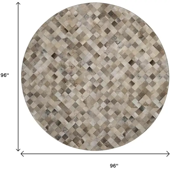 8' Gray Ivory And Beige Geometric Washable Round Rug With UV Protection Photo 3