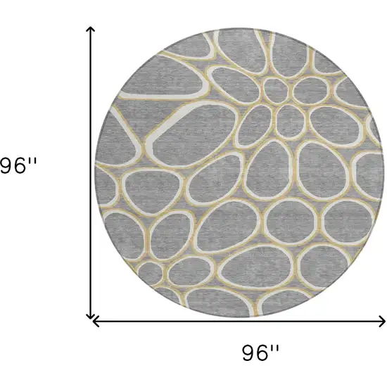 8' Gray Ivory And Beige Round Abstract Washable Indoor Outdoor Area Rug Photo 3