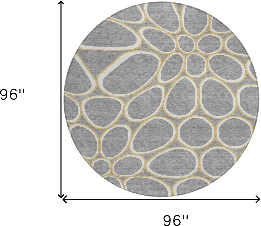 8' Gray Ivory And Beige Round Abstract Washable Indoor Outdoor Area Rug Photo 3